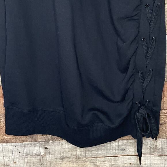 Marc New York Performance T-Shirt Dress Solid Black Lace Up Side Size Medium - Picture 4 of 12